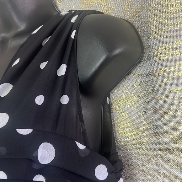 Vintage🧚♀️ Bellissima Black/White Y2K Polka Dot Bodydoll Blouse Size 12 - Picture 9 of 17